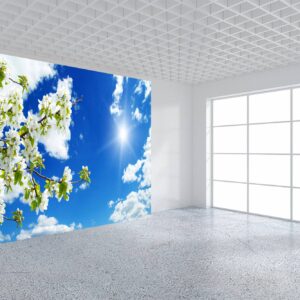 3D Effect Sky Beautiful Flowers Wallpaper Photo Wall Mural Wall UV Print Decal Wall Art Décor