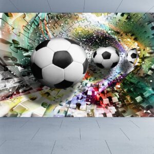 Soccer Ball Breaking a Wallpaper Photo Wall Mural Wall UV Print Decal Wall Art Décor