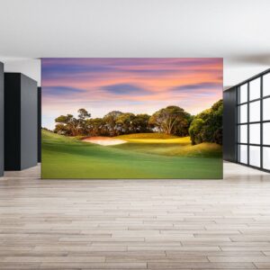 Golf Course at Sunset Wallpaper Photo Wall Mural Wall UV Print Decal Wall Art Décor