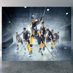 Ice Hockey Team in Action Wallpaper Photo Wall Mural Wall UV Print Decal Wall Art Décor