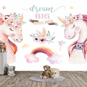 Cute Unicorns Theme Kids Wallpaper Photo Wall Mural Wall UV Print Decal Wall Art Décor