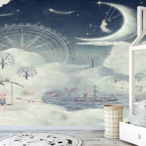 City in the Sky Theme Wallpaper Photo Wall Mural Wall UV Print Decal Wall Art Décor