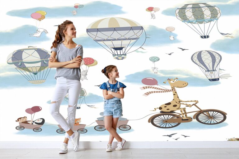 Animals in the Sky Kids Room Wallpaper Photo Wall Mural Wall UV Print Decal Wall Art Décor