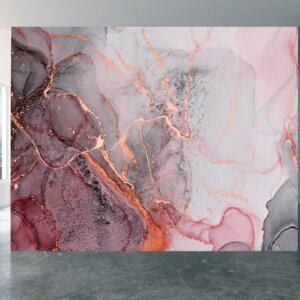Designer-approved Pink Marble Bedroom Wallpaper for a fashionable interior.