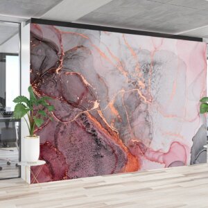 Eco-friendly Pink Marble Wallpaper, offering a modern and safe bedroom ambiance.