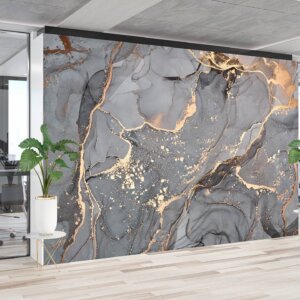 Grey Marble Neutral Wallpaper, merging eco-conscious living with design.