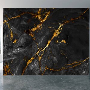 Transform your bedroom with our Beautiful and Bold Black Marble Wallpaper.