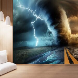 Tornado with Lightning Sparks Wallpaper Photo Wall Mural Wall UV Print Decal Wall Art Décor