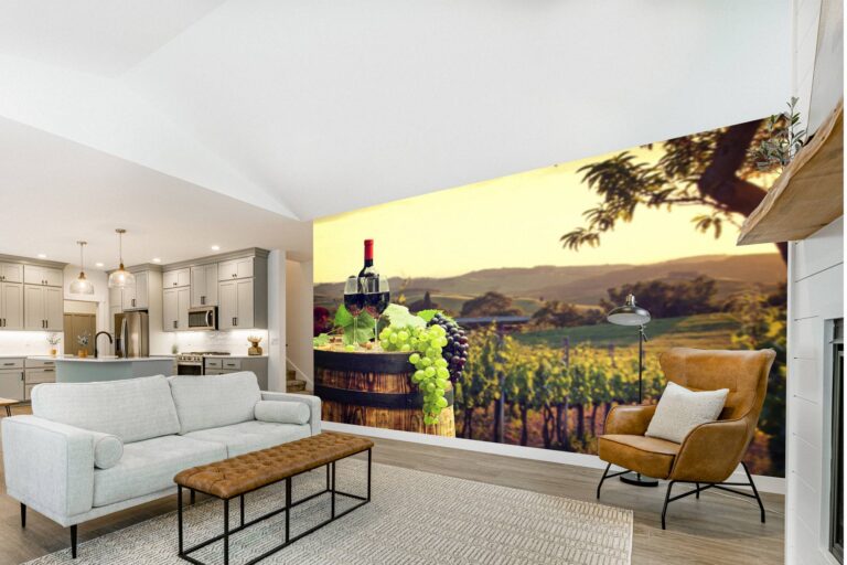 Wine and Grapes Wallpaper Photo Wall Mural Wall UV Print Decal Wall Art Décor