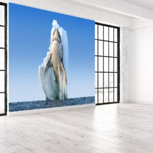 Big Shark Above the Water Wallpaper Photo Wall Mural Wall UV Print Decal Wall Art Décor