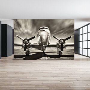 Plane on the Runway Wallpaper Photo Wall Mural Wall UV Print Decal Wall Art Décor