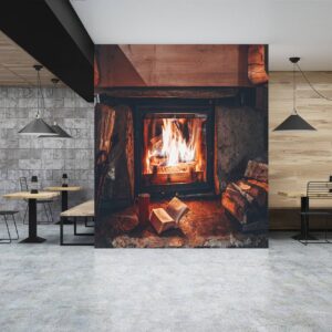 Cozy Fireplace Wallpaper Photo Wall Mural Wall UV Print Decal Wall Art Décor