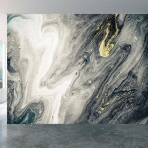 Silver Gold Wall Art - Peel and Stick Wallpaper, Bedroom Wall Mural, Marble Wall Design, Wall Decoration, Removable Wallpaper