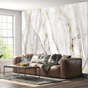 White Marble Wallpaper - Peel and Stick Wallpaper, Living Room Wall Mural, Marble Wall Design, Wall Decor, Removable Wallpaper