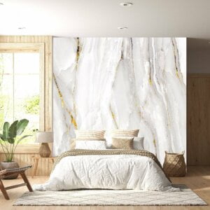 White Gold Marble Wallpaper - Self Adhesive Wallpaper, Luxurious Wall Art Marble Wall Design, Wall Decoration, Removable Wallpaper
