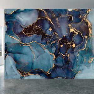 Wallpaper Marble Blue - Peel and Stick Wallpaper, Wallpaper for Living Room, Marble Wall Design, Wall Decoration, Removable Wallpaper