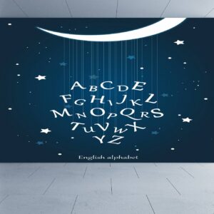 English Alphabet Moon and Star Night Background Wallpaper Photo Wall Mural Wall UV Print Decal Wall Art Décor