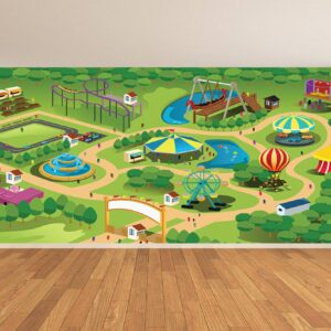 Map of the Amusement Park Wallpaper Photo Wall Mural Wall UV Print Decal Wall Art Décor