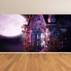 Vintage Cathedral in the Moon Night Wallpaper Photo Wall Mural Wall UV Print Decal Wall Art Décor