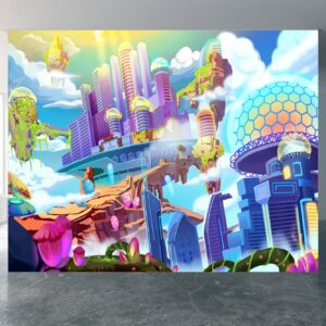City in the Clouds for Kids Wallpaper Photo Wall Mural Wall UV Print Decal Wall Art Décor