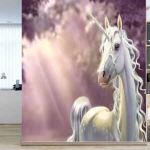 Unicorn on Purple Background Wallpaper Photo Wall Mural Wall UV Print Decal Wall Art Décor