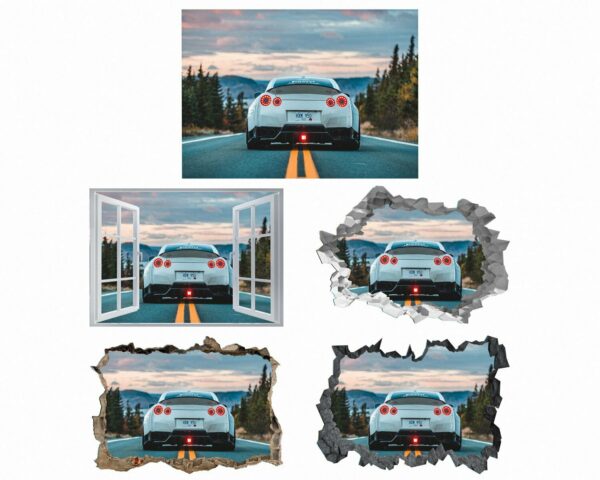 Three Nissan Skylines Wall Sticker - Wall Decal Vinyl, Wall Decor Art, Car Wall Sticker, Wall Decor Bedroom, Removable Wall Sticker 