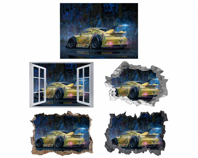 Porsche Wall Decal - Wall Decal Vinyl, Wall Decor Art, Car Wall Sticker, Wall Decor Bedroom, Removable Wall Sticker