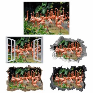 Flamingos Wall Mural - Living Room Wall Art - Animal Print - Self Adhesive Wall Sticker - Vinyl Decal