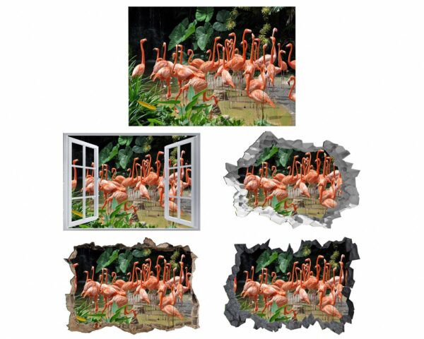 Flamingos Wall Mural - Living Room Wall Art - Animal Print - Self Adhesive Wall Sticker - Vinyl Decal