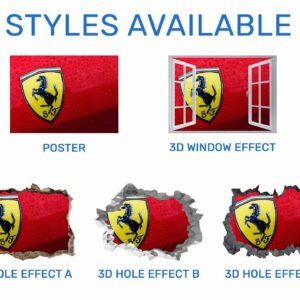 Red Ferrari Logo Wall Sticker - Ferrari Vinyl Sticker, Car Wall Decal, Car Wall Decor, Wall Decor Art, Self Adhesive Stickers for Walls
