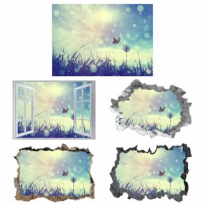 Dandelion Wall Sticker - Flower Wall Decal, Self Adhesive, Removable Vinyl, Easy to Install, Wall Decoration, Flower Wall Mural