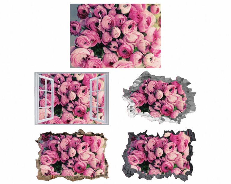 Peonies Wall Art - Flower Wall Decal, Self Adhesive, Removable Vinyl, Easy to Install, Wall Decoration, Flower Wall Mural