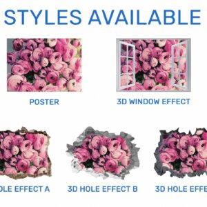 Peonies Wall Art - Flower Wall Decal, Self Adhesive, Removable Vinyl, Easy to Install, Wall Decoration, Flower Wall Mural