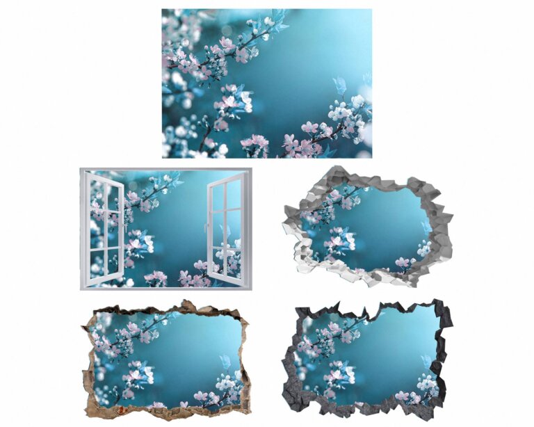 Tree Wall Sticker - Flower Wall Decal, Self Adhesive, Removable Vinyl, Easy to Install, Wall Decoration, Flower Wall Mural