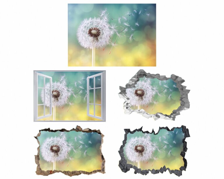 Dandelion Wall Decor - Flower Wall Sticker, Self Adhesive, Removable Vinyl, Easy to Install, Wall Decoration, Flower Wall Mural