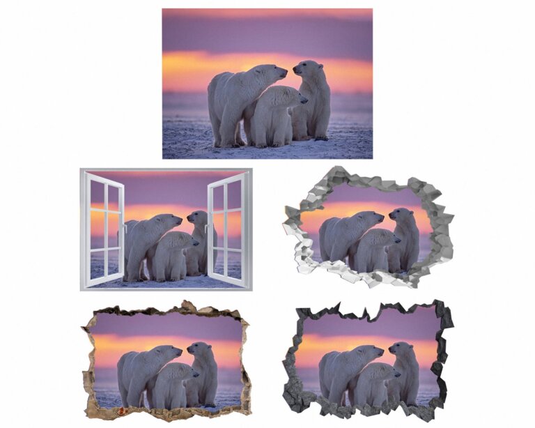 Polar Bear Wall Sticker - Animal Wall Decal, Self Adhesive Wall Sticker, Vinyl Wall Decor, Animal Print
