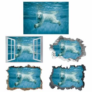 Polar Bear Wall Sticker - Animal Wall Decal, Self Adhesive Wall Sticker, Vinyl Wall Decor, Animal Print