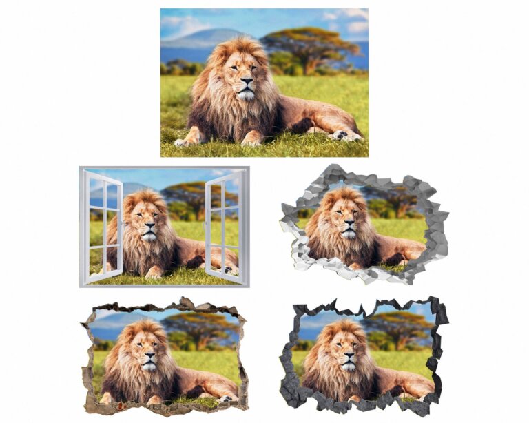 Lion Wall Sticker - Animal Wall Decal, Self Adhesive Wall Sticker, Vinyl Wall Decor, Animal Print