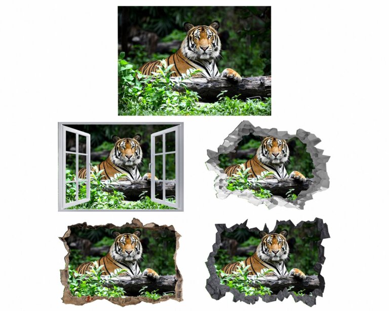 Tiger Wall Sticker - Animal Wall Decal, Self Adhesive Wall Sticker, Vinyl Wall Decor, Animal Print
