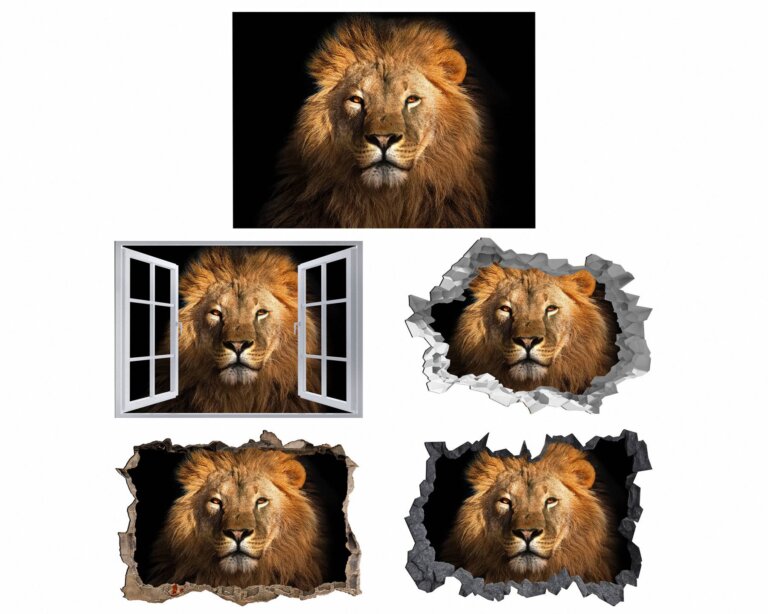Lion Wall Decal - Self Adhesive Wall Sticker, Animal Wall Sticker, Bedroom Wall Sticker, Removable Vinyl, Wall Decoration