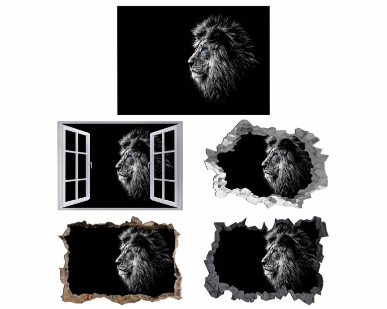 Lion Wall Art - Self Adhesive Wall Sticker, Animal Wall Decal, Bedroom Wall Sticker, Removable Vinyl, Wall Decoration