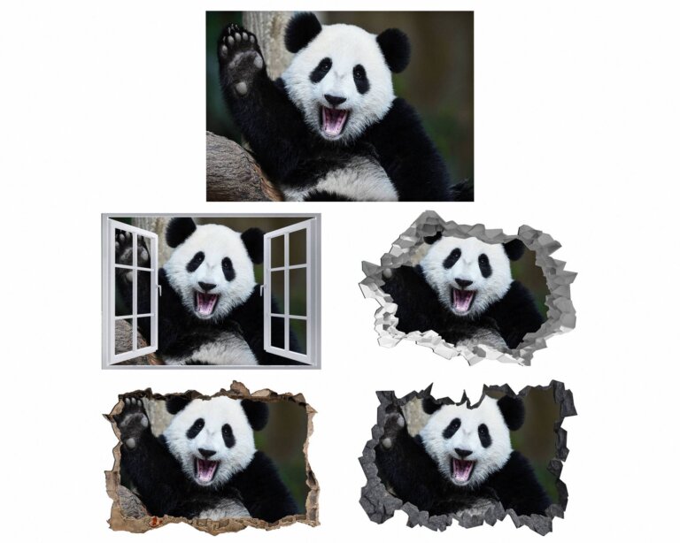 Panda Wall Sticker - Self Adhesive Wall Sticker, Animal Wall Decal, Bedroom Wall Sticker, Removable Vinyl, Wall Decoration