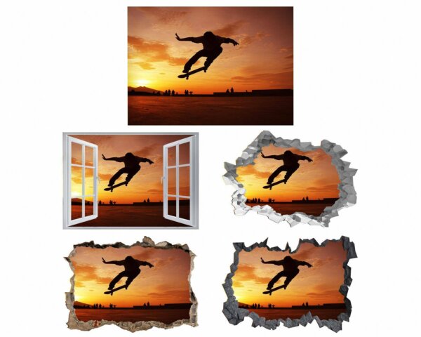 Skateboard Wall Art - Peel and Stick Wall Decal, Vinyl Wall Sticker, Skateboard Decal, Wall Decor Home, Bedroom Wall Sticker, Removable Wall Sticker, Easy to Apply