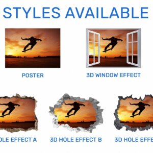 Skateboard Wall Art - Peel and Stick Wall Decal, Vinyl Wall Sticker, Skateboard Decal, Wall Decor Home, Bedroom Wall Sticker, Removable Wall Sticker, Easy to Apply