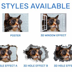 Cat Wall Art - Self Adhesive Wall Decal, Animal Wall Decal, Bedroom Wall Sticker, Removable Vinyl, Wall Decoration