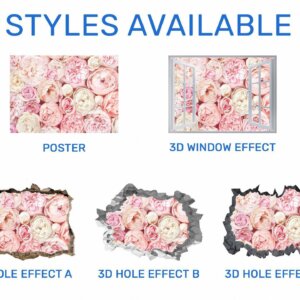 Peonies Wall Sticker - Flower Wall Decal, Self Adhesive, Removable Vinyl, Easy to Install, Wall Decoration, Flower Wall Mural