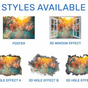 Blossom Wall Decor - Flower Wall Sticker, Self Adhesive, Removable Vinyl, Easy to Install, Wall Decoration, Flower Wall Mural