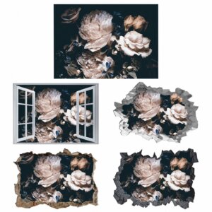 Peonies Wall Decal - Flower Wall Sticker, Self Adhesive, Removable Vinyl, Easy to Install, Wall Decoration, Flower Wall Mural