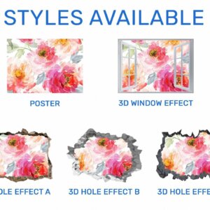 Picture Flowers - Flower Wall Sticker, Self Adhesive, Removable Vinyl, Easy to Install, Wall Decoration, Flower Wall Mural