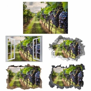 Grape Vine Wall Decal - Flower Wall Sticker, Self Adhesive, Removable Vinyl, Easy to Install, Wall Decoration, Flower Wall Mural